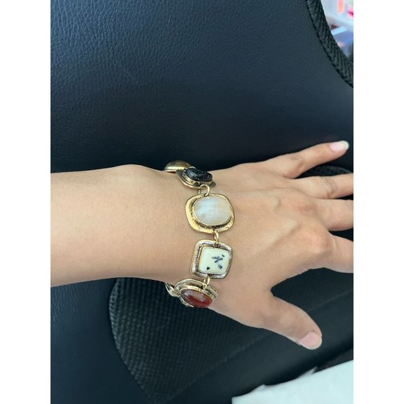 Golden bracelet Vintage style statement gold boho bracelet gold tone chunky - Picture 3 of 7